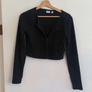 Black cropped cardigan sweater